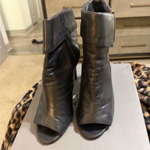Vince Camuto Black Peep-Toe Ankle Booties